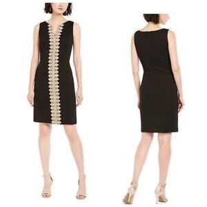 NWT Pappagallo Elegant Black and Gold Brook Dress 14